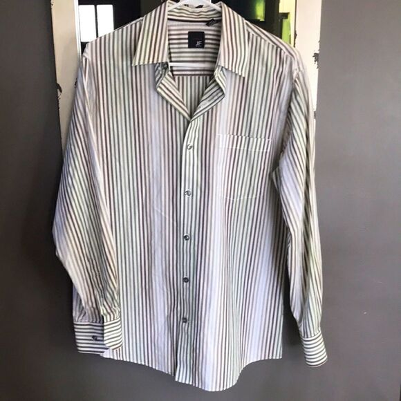J. Ferrar Men's Dress Shirt, Stripes, Button-down, M Neck 15-15 1/2 - Picture 1 of 6